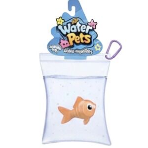 Water Pets Taba Squishies ORANGE Squeeze Toy Pet Fish In A Bag With Keychain